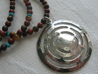 Sterling Silver Pendant with Jasper & Turquoise Necklace
