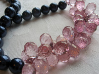 Faceted Rose Quartz drops with Swarovski Crystal Pearls Necklace